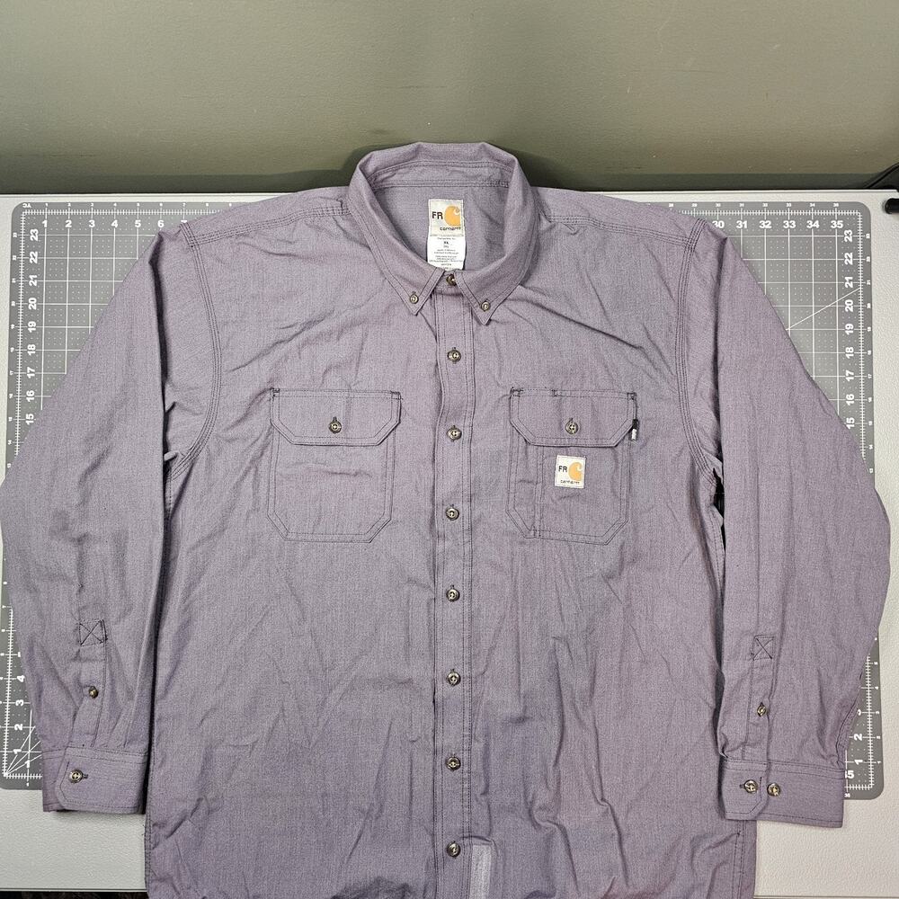 Carhartt FR Work Shirt XL Gray Flame Resistant Cat 2 Nfpa Twill Relaxed Heavy